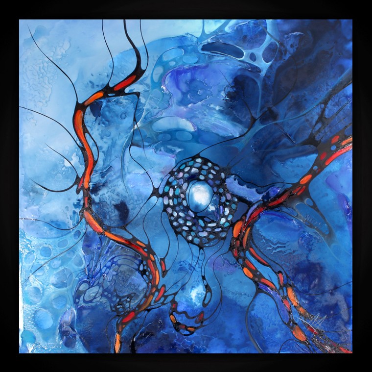 blue lagune von bozena ossowski,strukturgemälde blue lagune von bozena ossowski,strukturgemälde